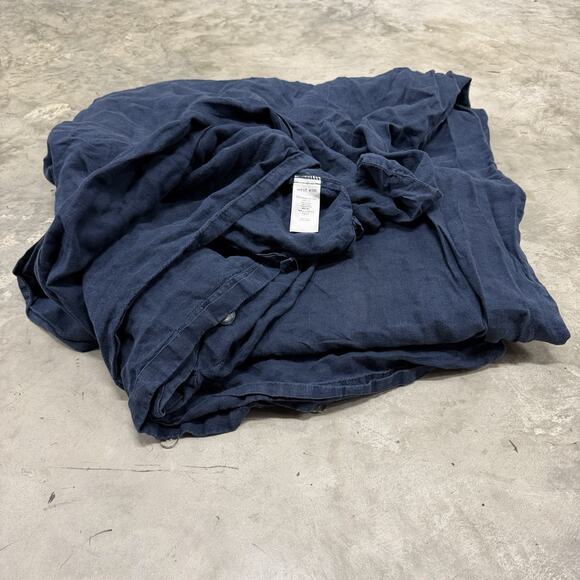 West Elm European Flax Linen Duvet Cover KING Slate Melange Blue 92x108In - Picture 1 of 4